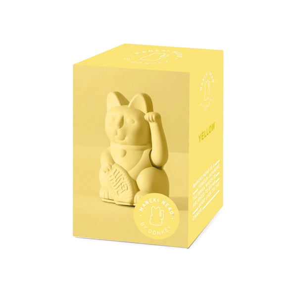pastellgelbe MINI Winkekatze, ca 7cm hoch
