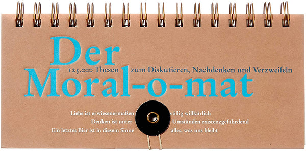 laenglicher Karton block, mit Spirale zusammengehalten, Der Moralomat