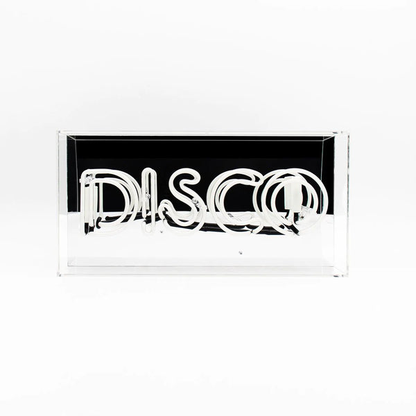 Neonschild "DISCO" von vorne, hell und ausgeschalten