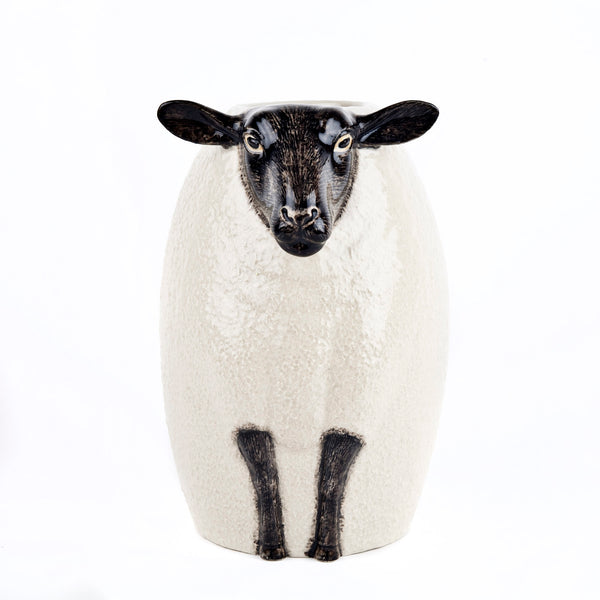 Handbemalte Schafvase mit schwarzem Gesicht, von vorne